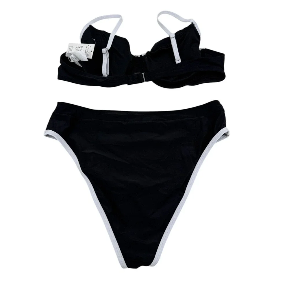 Cupshe Two Tone Underwire Bikini Set in Black and White XL NWT